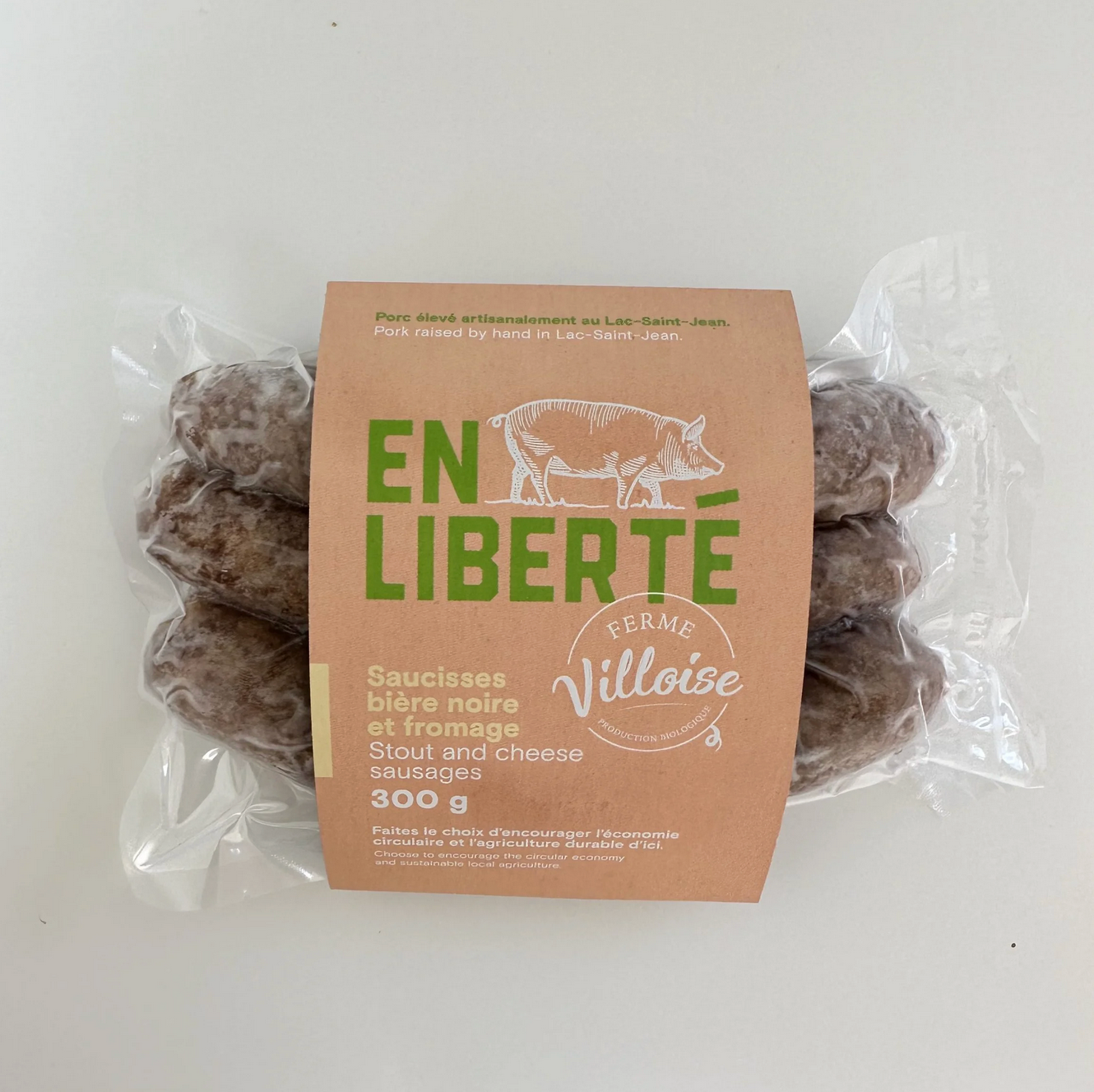 Saucisse bière et fromage de porc bio - Ferme La Villoise - 300g