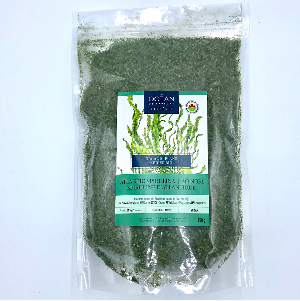 Spiruline marine (Nori verte) en flocons - Océan de Saveurs - 250 g