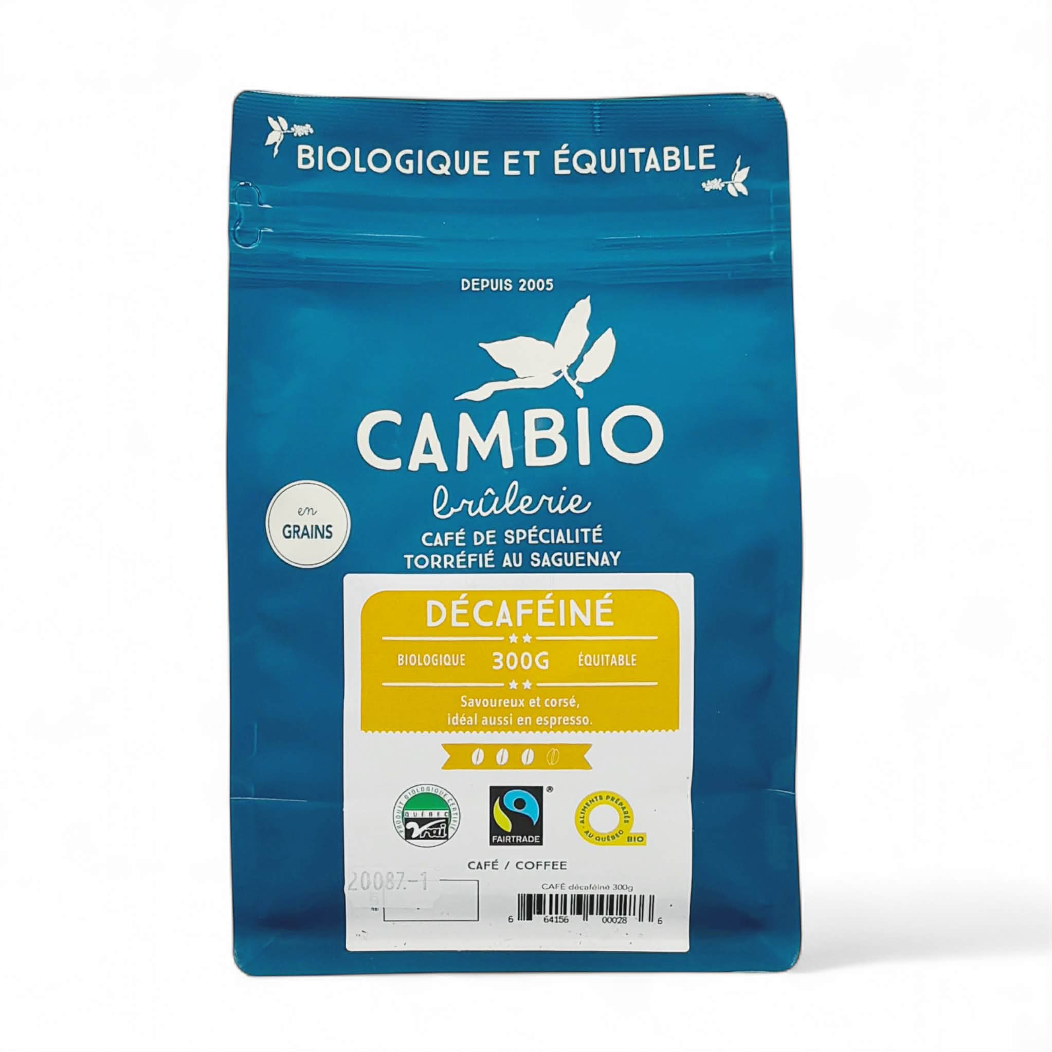 Café décaféiné bio équitable - 300g - Cambio