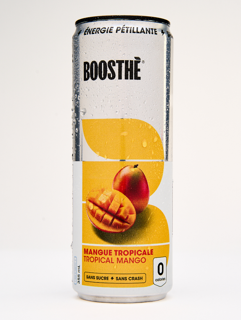 Eau pétillante Mangue tropicale - Boosthé - 355 ml