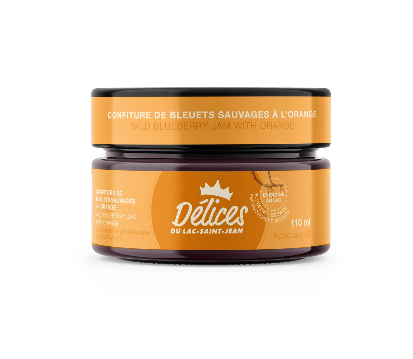 Confiture de bleuets sauvages et orange - Délices du Lac - 110 ml