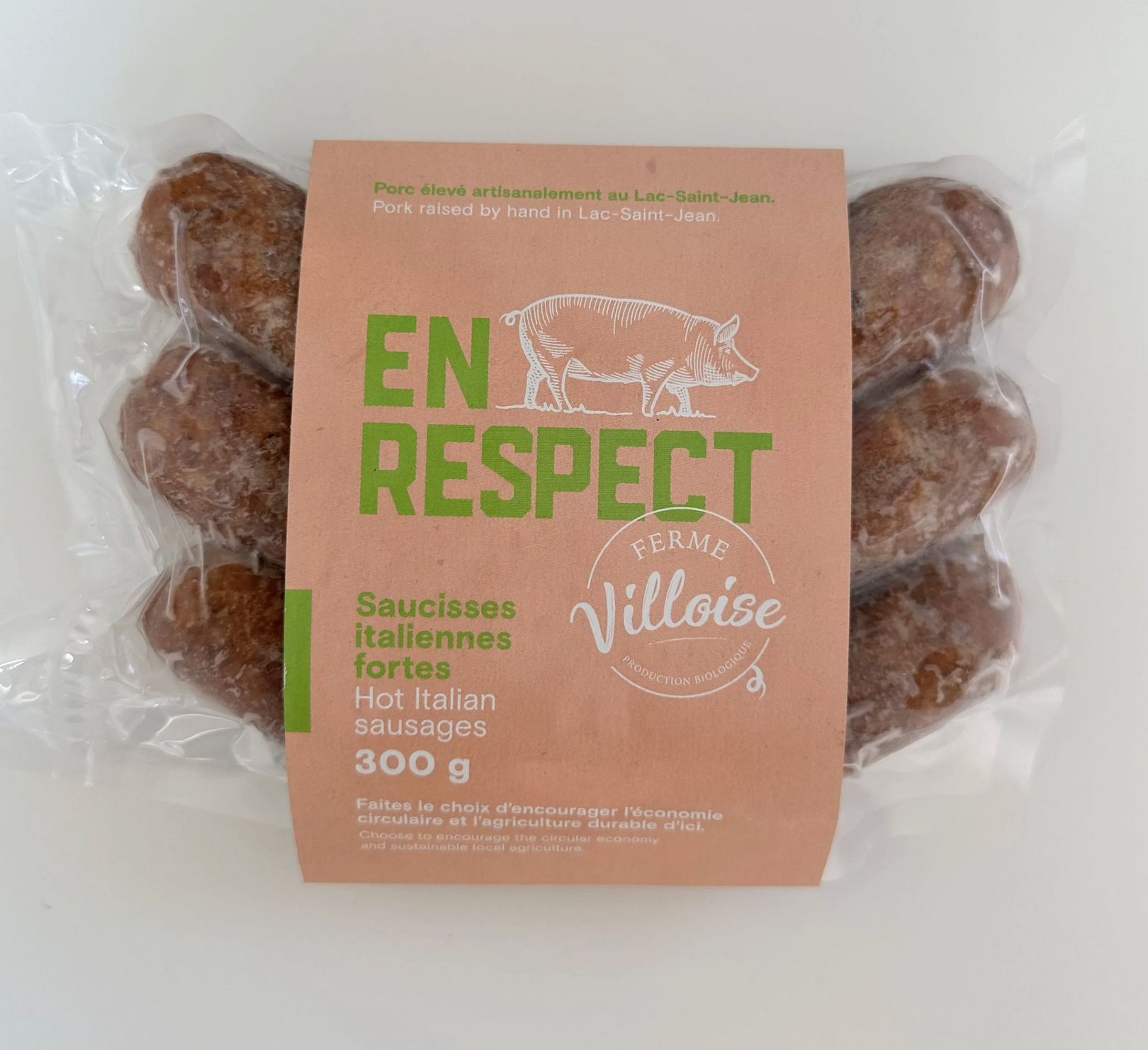 Saucisse italienne forte de porc bio - Ferme La Villoise - 300g