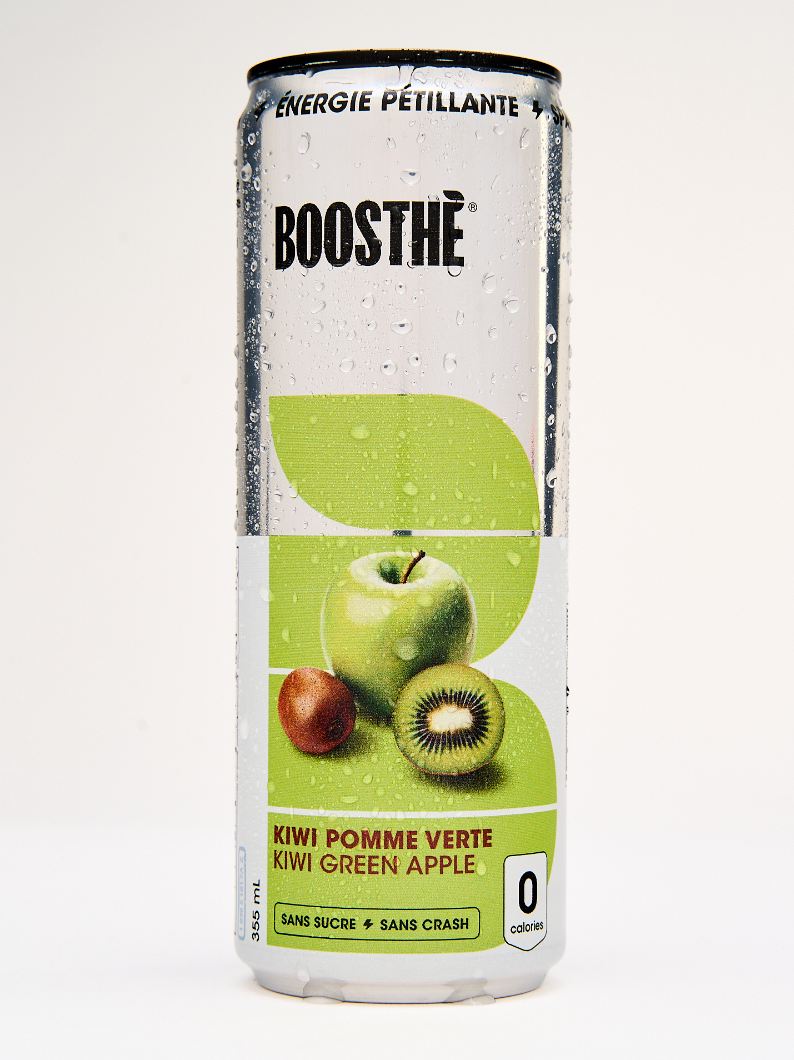 Eau pétillante Kiwi pomme verte - Boosthé - 355 ml