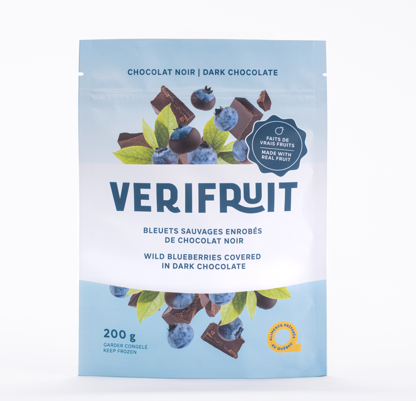 Bleuets congelés enrobés chocolat - Verifruit - 200g
