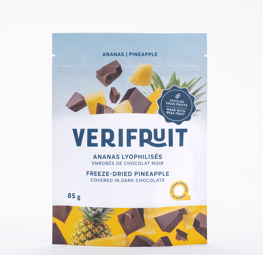 Ananas lyophilisés enrobés de chocolat noir - Verifruit - 85g