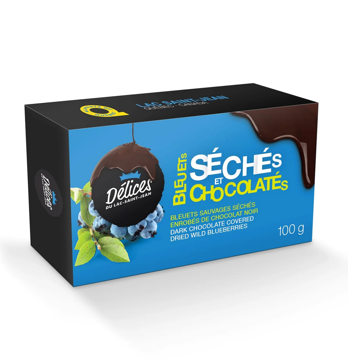 Bleuets séchés enrobés de chocolat - Délices du Lac - 100 g
