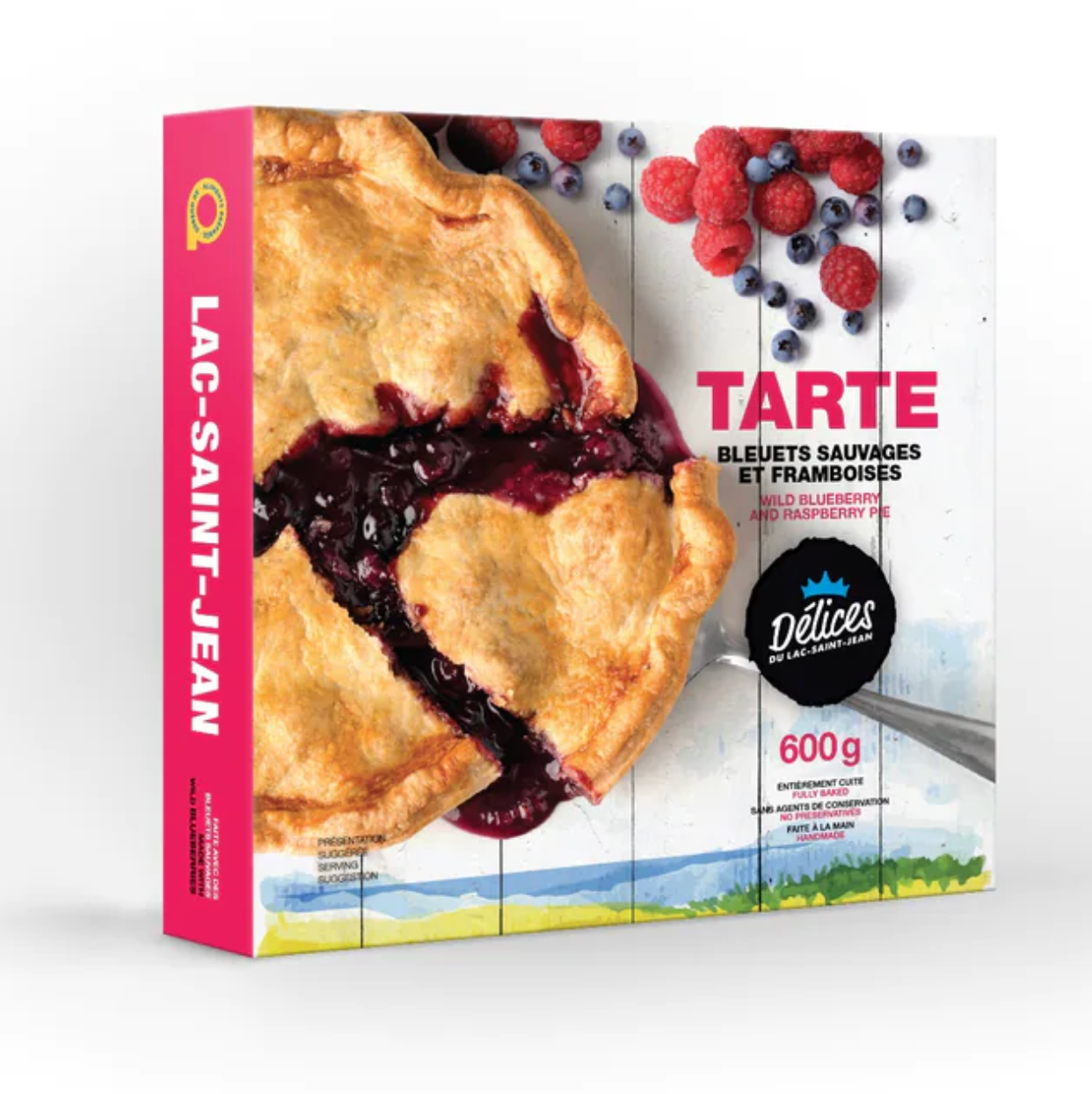 Tarte aux bleuets et framboises - Délices du Lac - 600 g