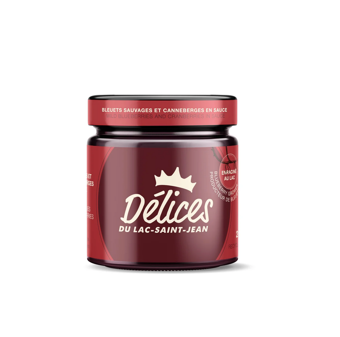 Bleuets sauvages et canneberges en sauce - Délices du Lac - 212 ml