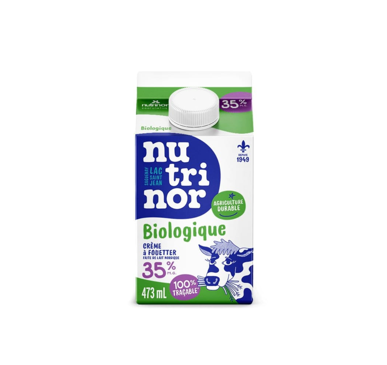 Crème à café nordique biologique 10% - Nutrinor - 473 ml