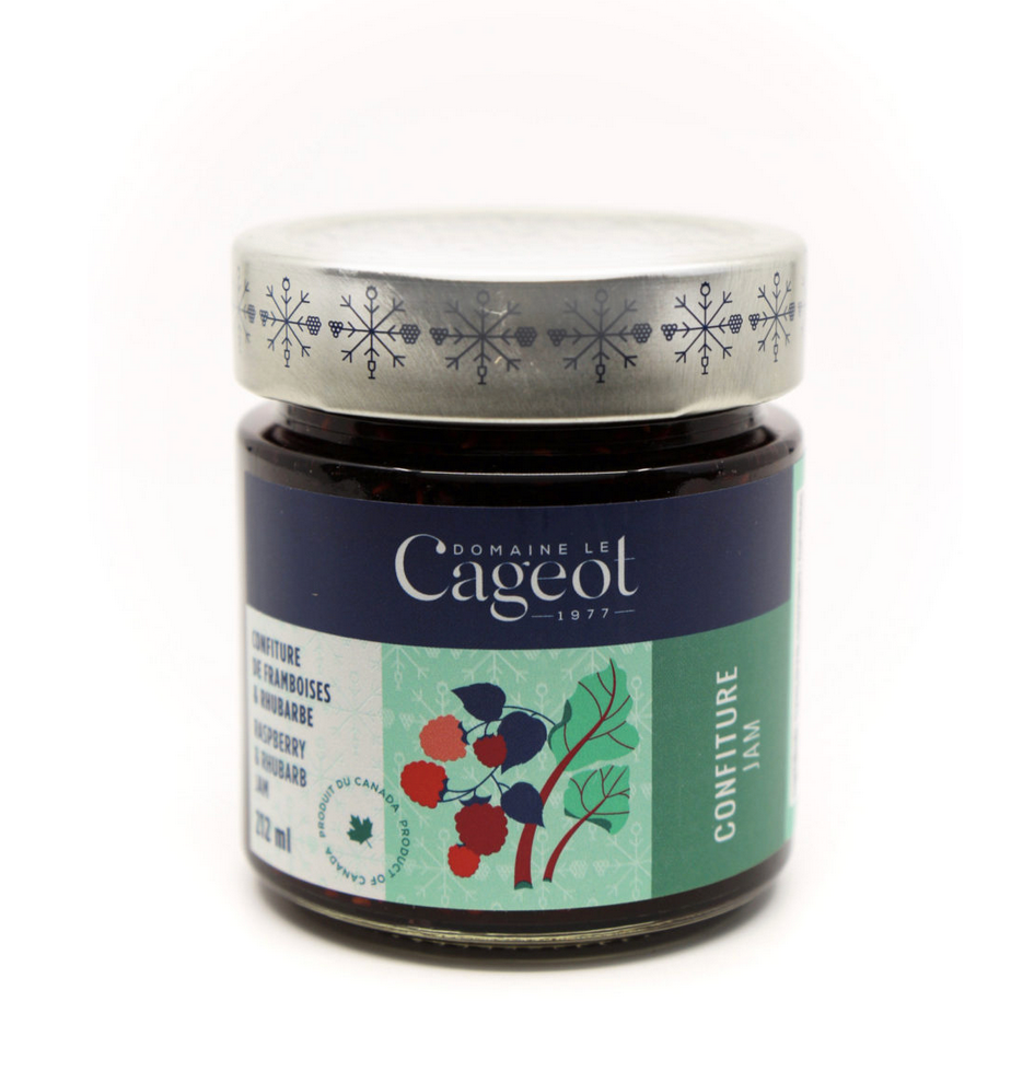 Confitures de framboises et rhubarbe - Domaine le Cageot - 212 ml