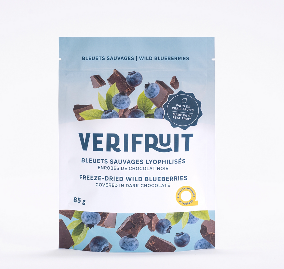 Bleuets lyophilisés enrobés de chocolat noir - Verifruit - 85g
